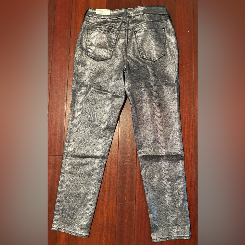 Chico's Metallic Croc-Patterned Girlfriend Jeans 6 - Picture 4 of 7